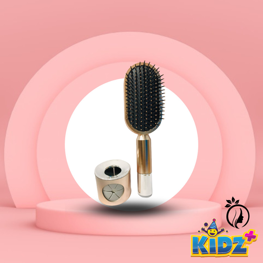 Central Hollow Cushion Comb Gold Self Cleaning Hair Brush For Women
