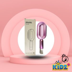 Central Hollow Cushion Comb Purple Self Cleaning Hair Brush For Women