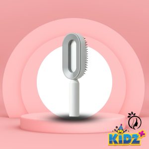 Central Hollow Cushion Comb White Self Cleaning Hair Brush For Women