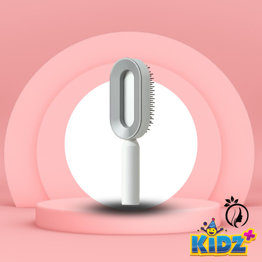 Central Hollow Cushion Comb White Self Cleaning Hair Brush For Women