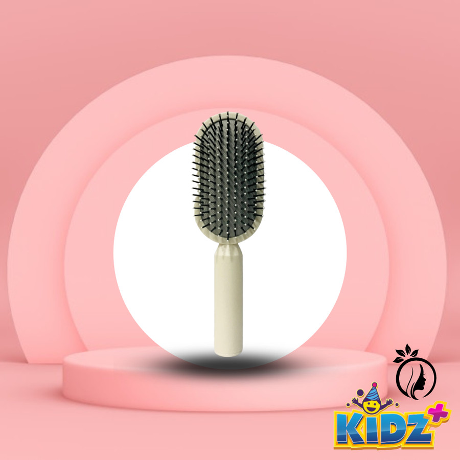 Central Hollow Cushion Comb White Self Cleaning Hair Brush For Women - Image 2