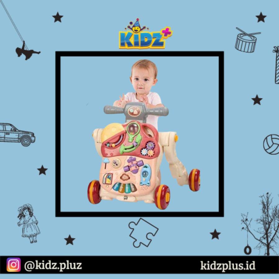 Right Start 5 in 1 Musical Activity Push Walker – Taffy Pink