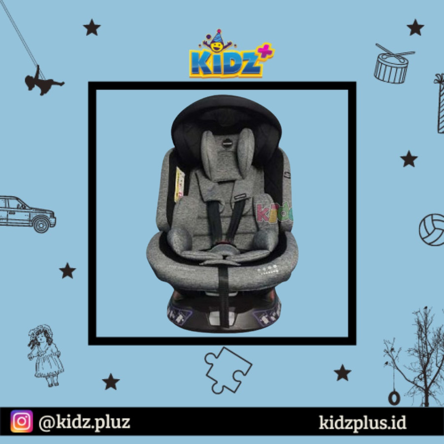 Sewa Babydoes Free Rotate 360 Isofix Carseat – Grey
