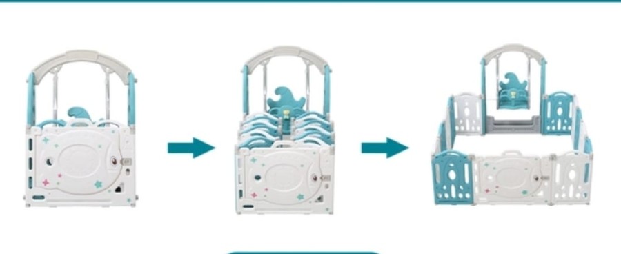 Sewa Children's baby foldable playpen + swing + slide - Image 3