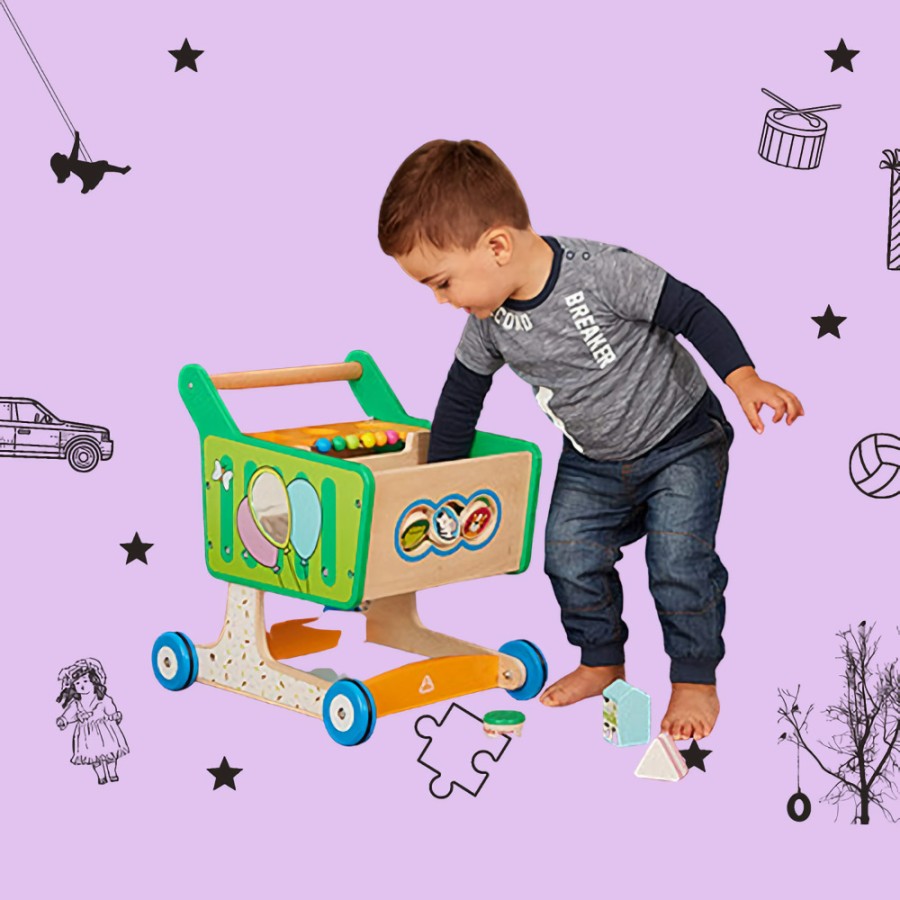Sewa ELC Wooden Shopping Trolley Walker - Image 3