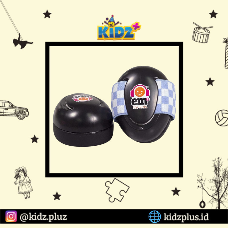 Sewa EMS for Kids Baby Ear Defenders - Black with Blue/White - Image 2