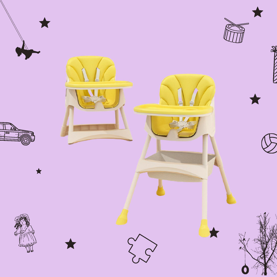 Sewa Kursi Makan Bayi BabyDoes Chair 2 in 1 High Chair Blue, & Yellow - Image 3