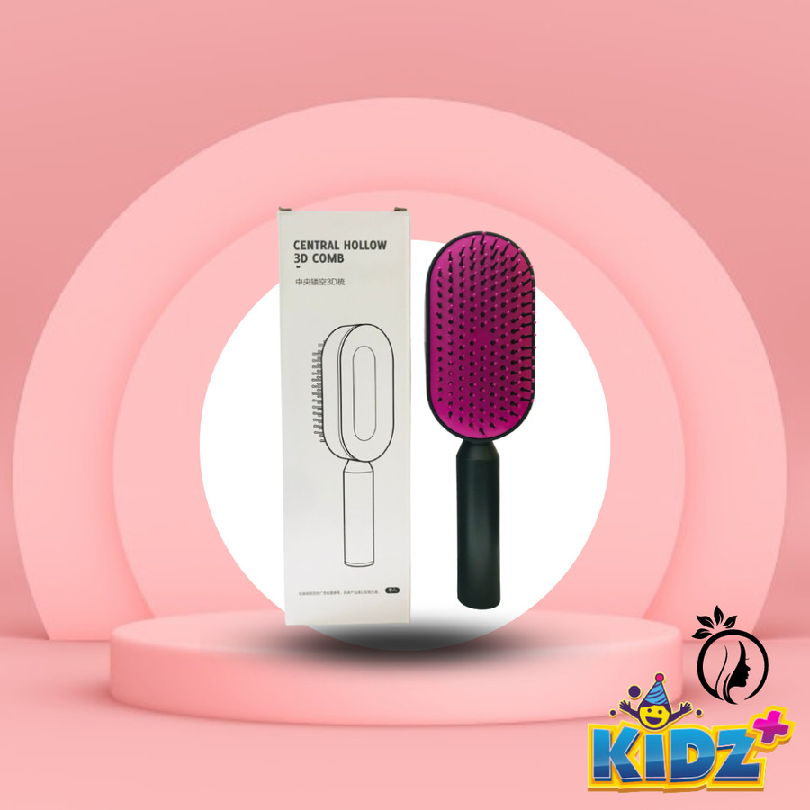 Women Self-Cleaning Hair Brush 3D Air Cushion Scalp Massage Comb Rose - Image 2