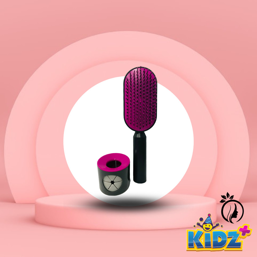 Women Self-Cleaning Hair Brush 3D Air Cushion Scalp Massage Comb Rose - Image 3