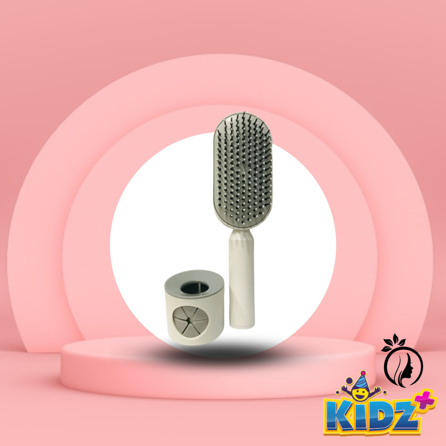 Women Self-Cleaning Hair Brush 3D Air Cushion Scalp Massage Comb White - Image 2