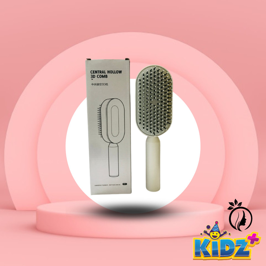 Women Self-Cleaning Hair Brush 3D Air Cushion Scalp Massage Comb White - Image 3