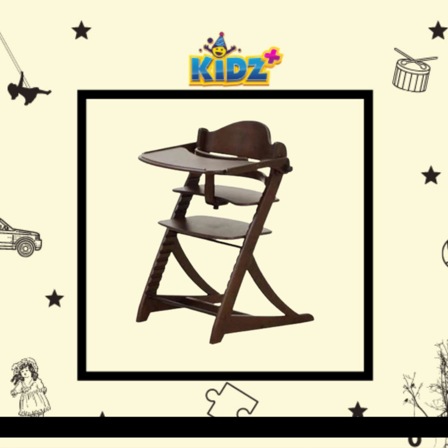 Yamatoya High Chair Sukusuku + Table Kursi Makan Bayi - Dark Brown